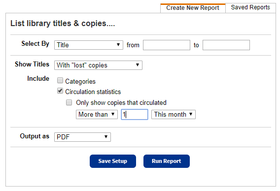 Include Circulation statistics in List library titles & copies