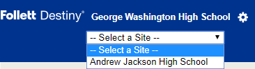 Select a Site drop-down