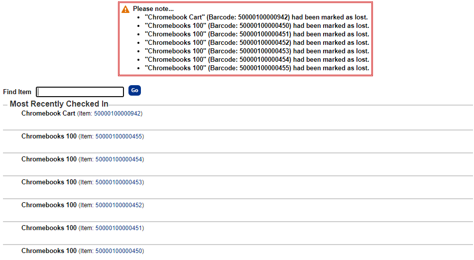 Checking in a lost container.